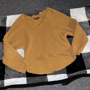 American Eagle High Low Cozy Mustard Sweater